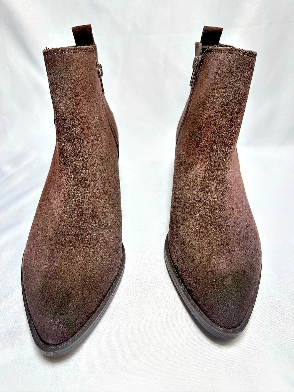 NEW Lucky Brand Anurla Womens Ankle Booties Sz 8m Brown Leather Suede Side Zip